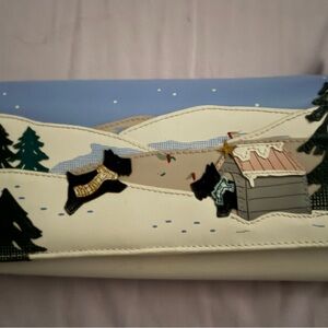 RADLEY LONDON White & Blue Winter Scene Dog Appliqué Wallet